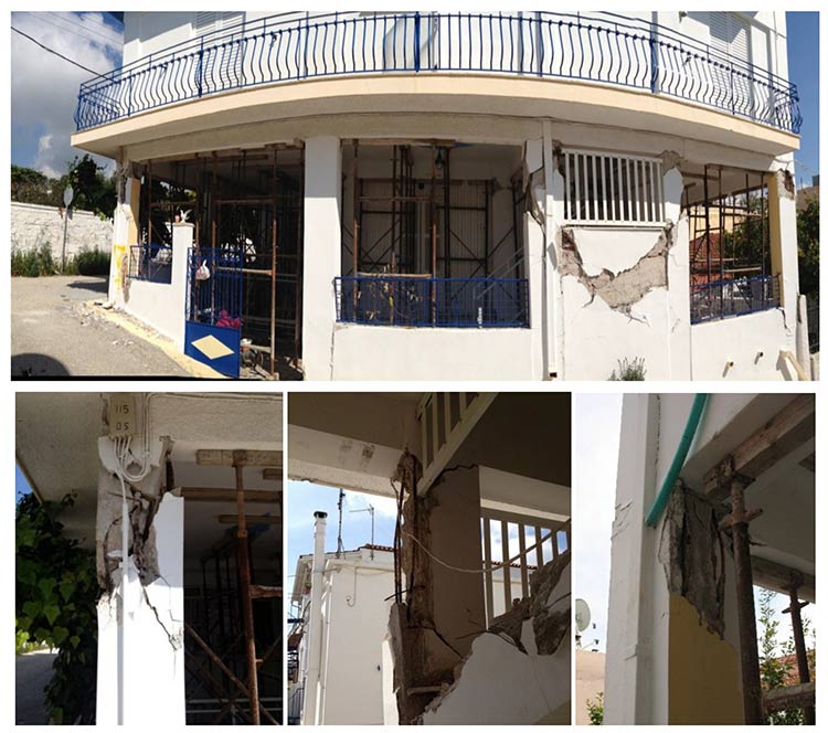 Figure 6: Damage sustained by the 2-story residential building