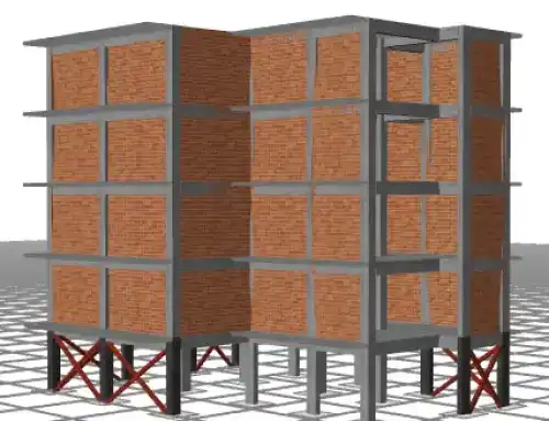 Strengthening of a 5-storey building with a soft ground storey